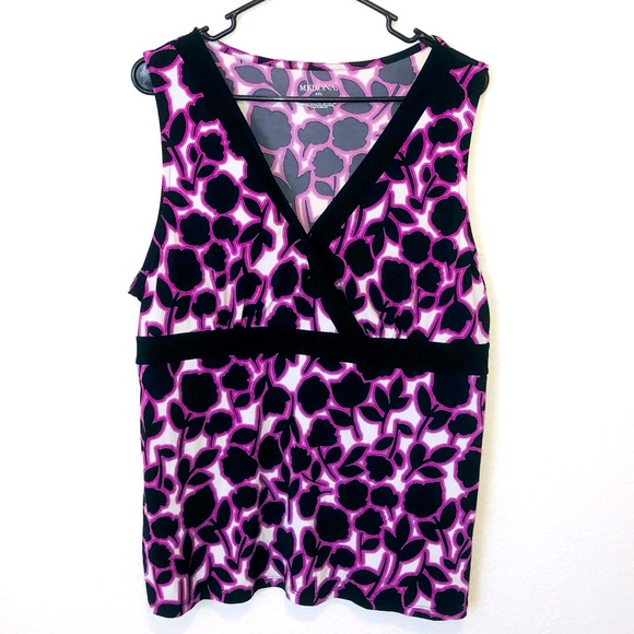 Merona Tops - MERONA💖Purple, Black, & White Floral Blouse